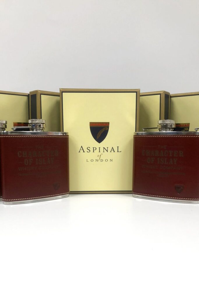 The Character of Islay Whisky Company Whisky Flask Etching