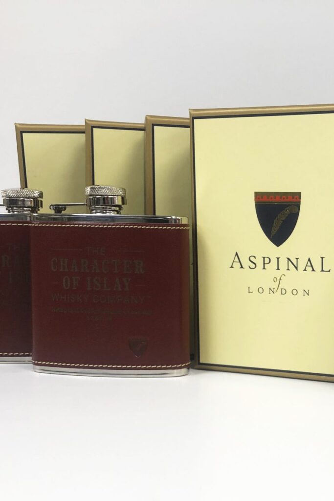 The Character of Islay Whisky Company Whisky Flask Etching